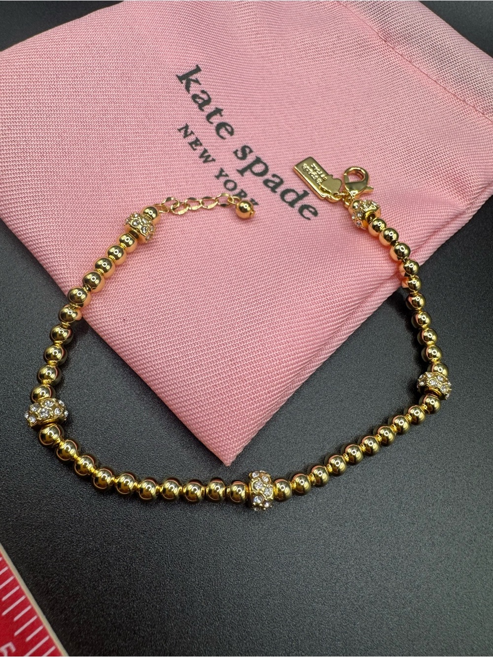 kate spade Gold Bead Bracelet with Crystal Spacer Details